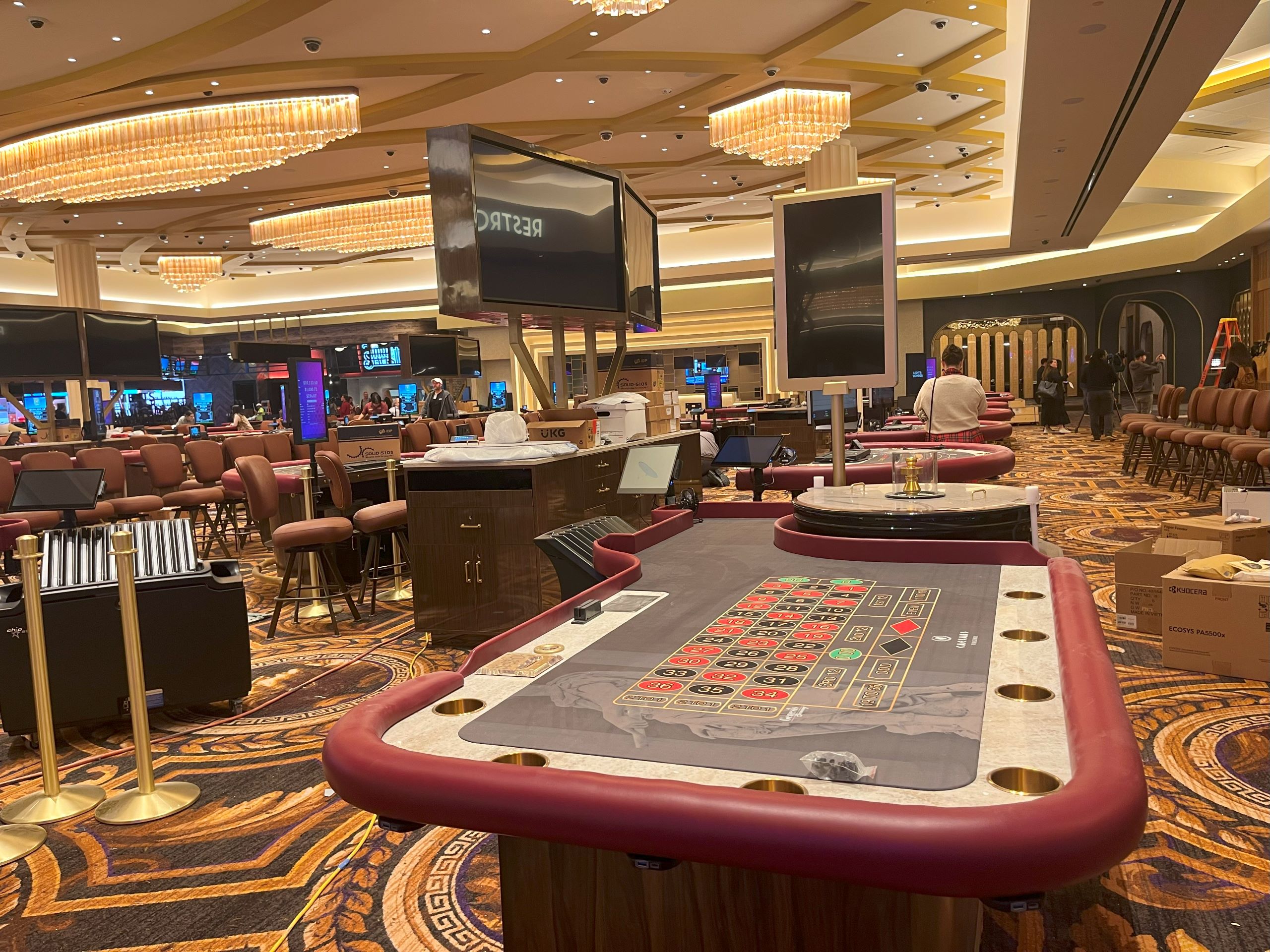 a craps table, one of many in the Caesars Virginia casino resort