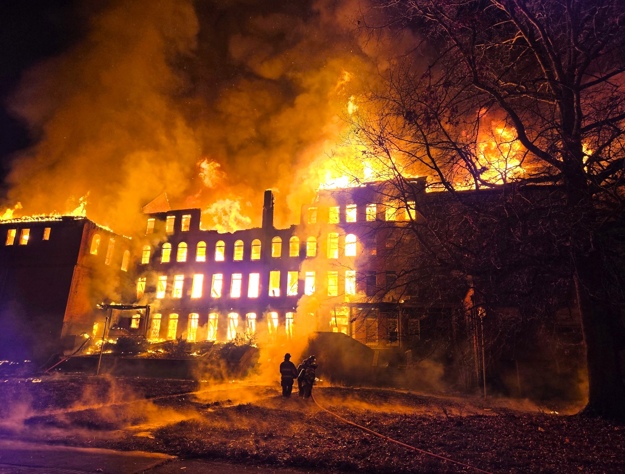 Fire burns through several buildings at the vacant Virginia Intermont College campus early Friday.