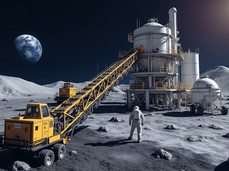 Conceptual illustration of moon mining. Courtesy of Grok.