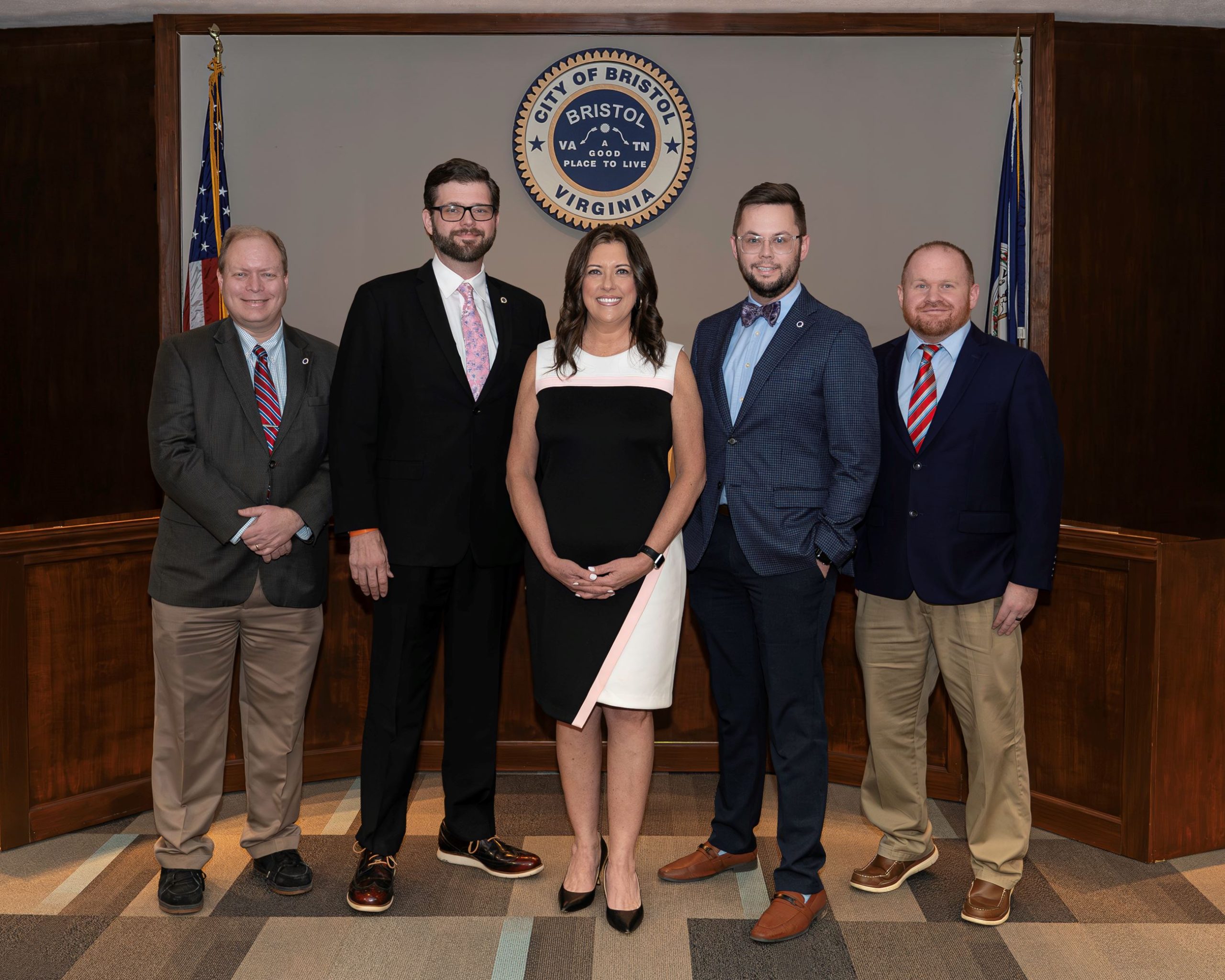 This photo is the five members of the Bristol Virginia City Council.