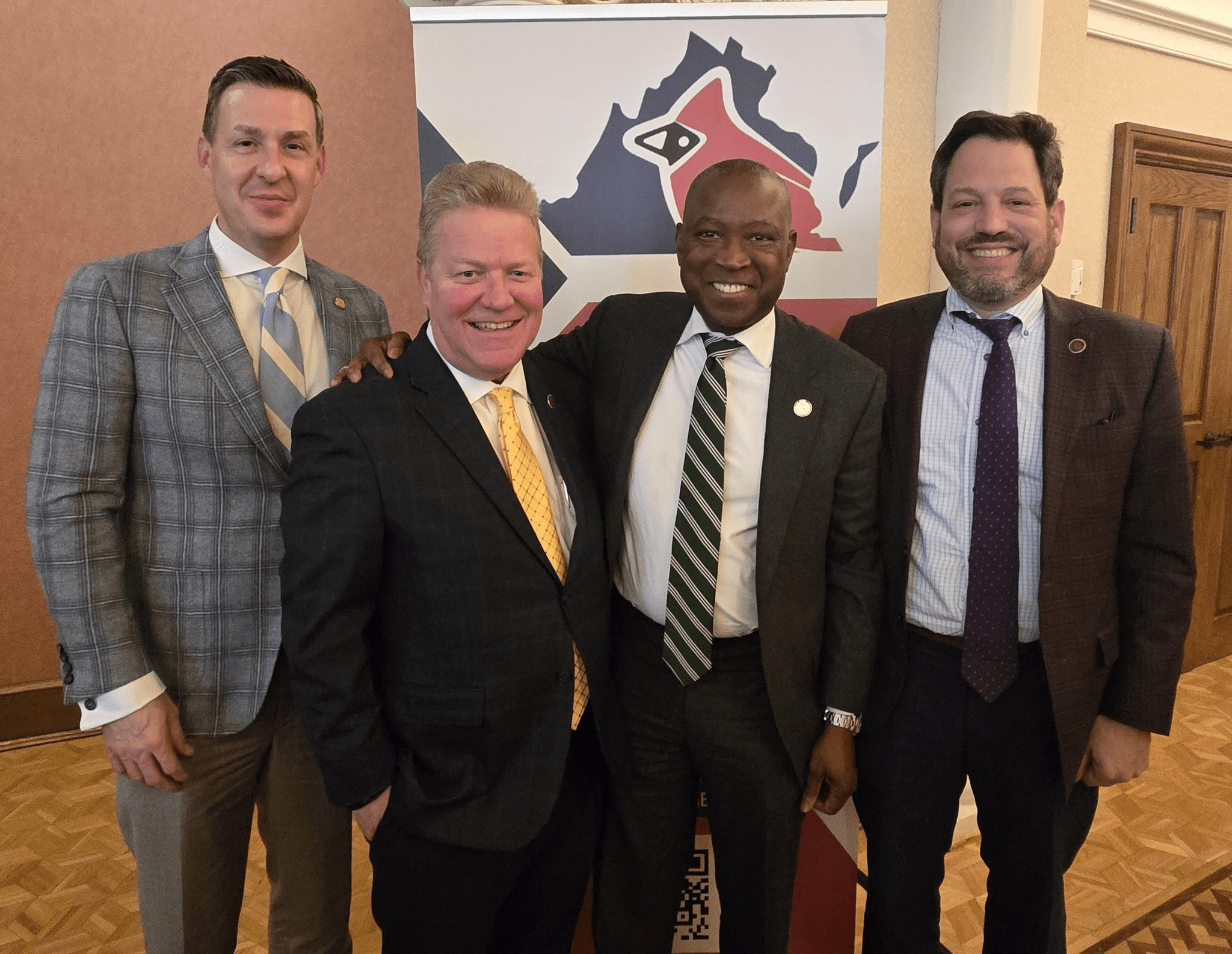 Deputy House Minority Leader Israel O’Quinn, R-Washington County (from left); Senate Minority Whip Bill Stanley, R-Franklin County; Speaker of the House of Delegates Don Scott, D-Portsmouth; and Senate Majority Leader Scott Surovell, D-Fairfax County, spoke at Thursday's Cardinal Way luncheon in Roanoke. 