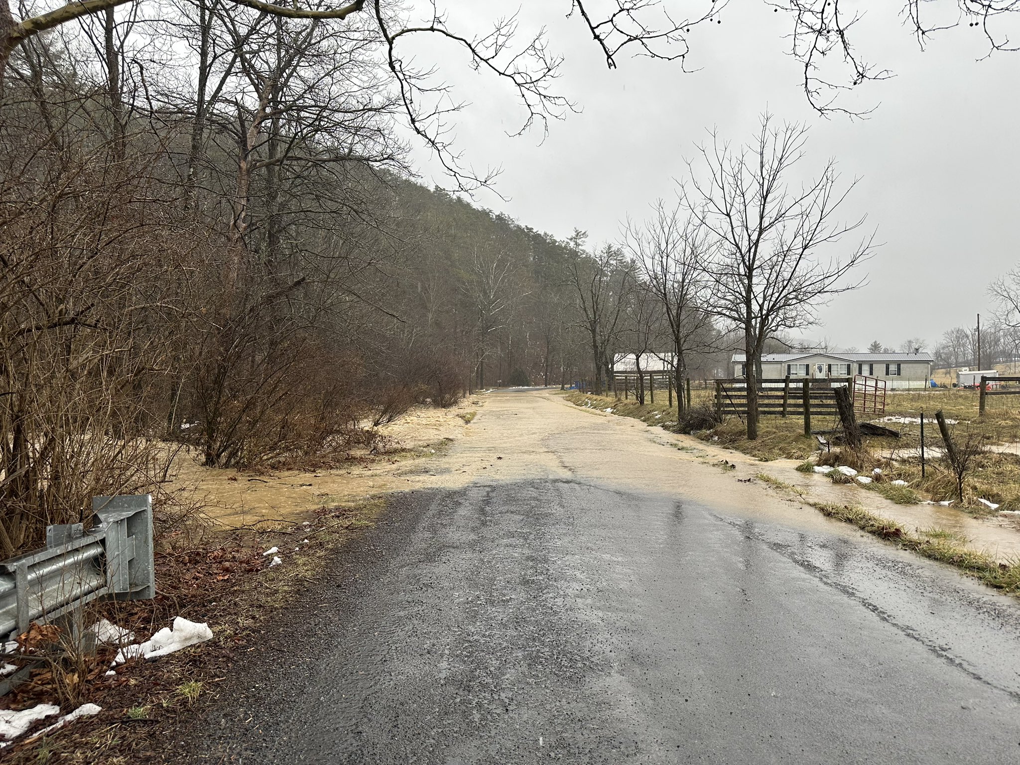 Floodwaters pour over roads in eastern Bland County. Courtesy of Matthew French.