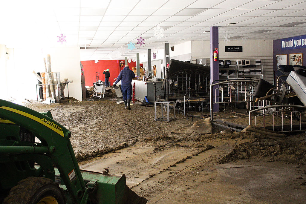 Mud inside Rife's TV and Appliance store in Grundy. Photo by Lakin Keene.