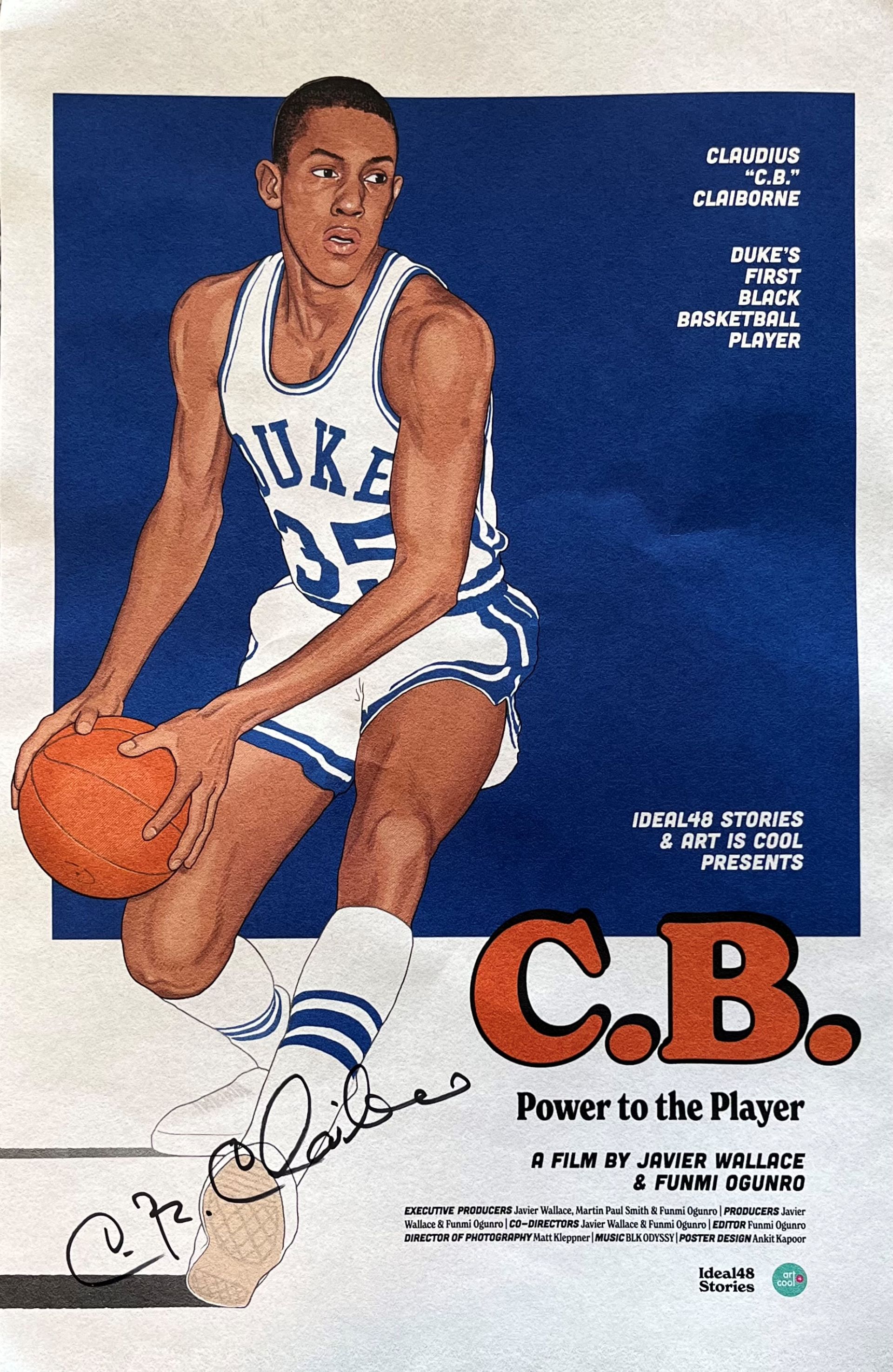 a poster advertising a documentary about C.B. Claiborne, Duke's first Black basketball player, who was born in Danville