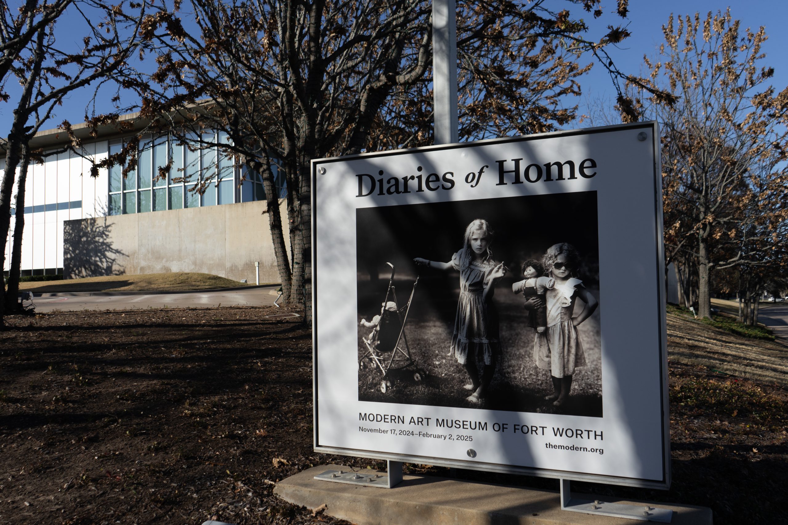 A sign outside the Modern Art Museum of Fort Worth promotes an exhibition of Sally Mann's photographs. Courtesy of David Moreno | Fort Worth Report.