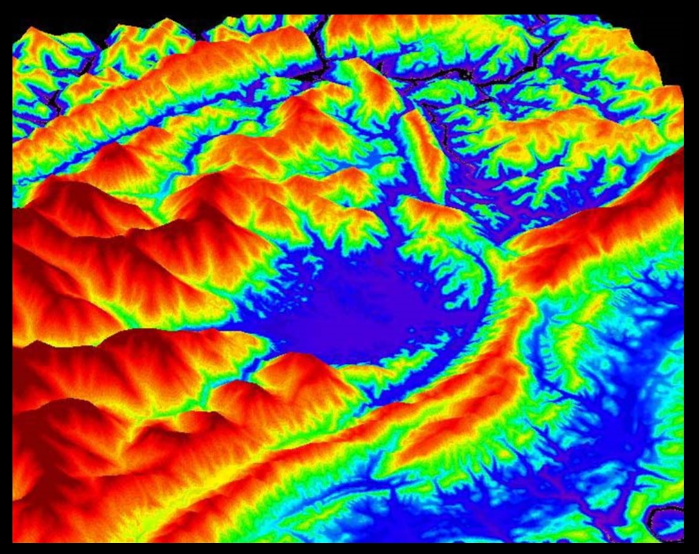 Topography map of the Middlesboro Crater. Courtesy of the Vatican Observatory.
