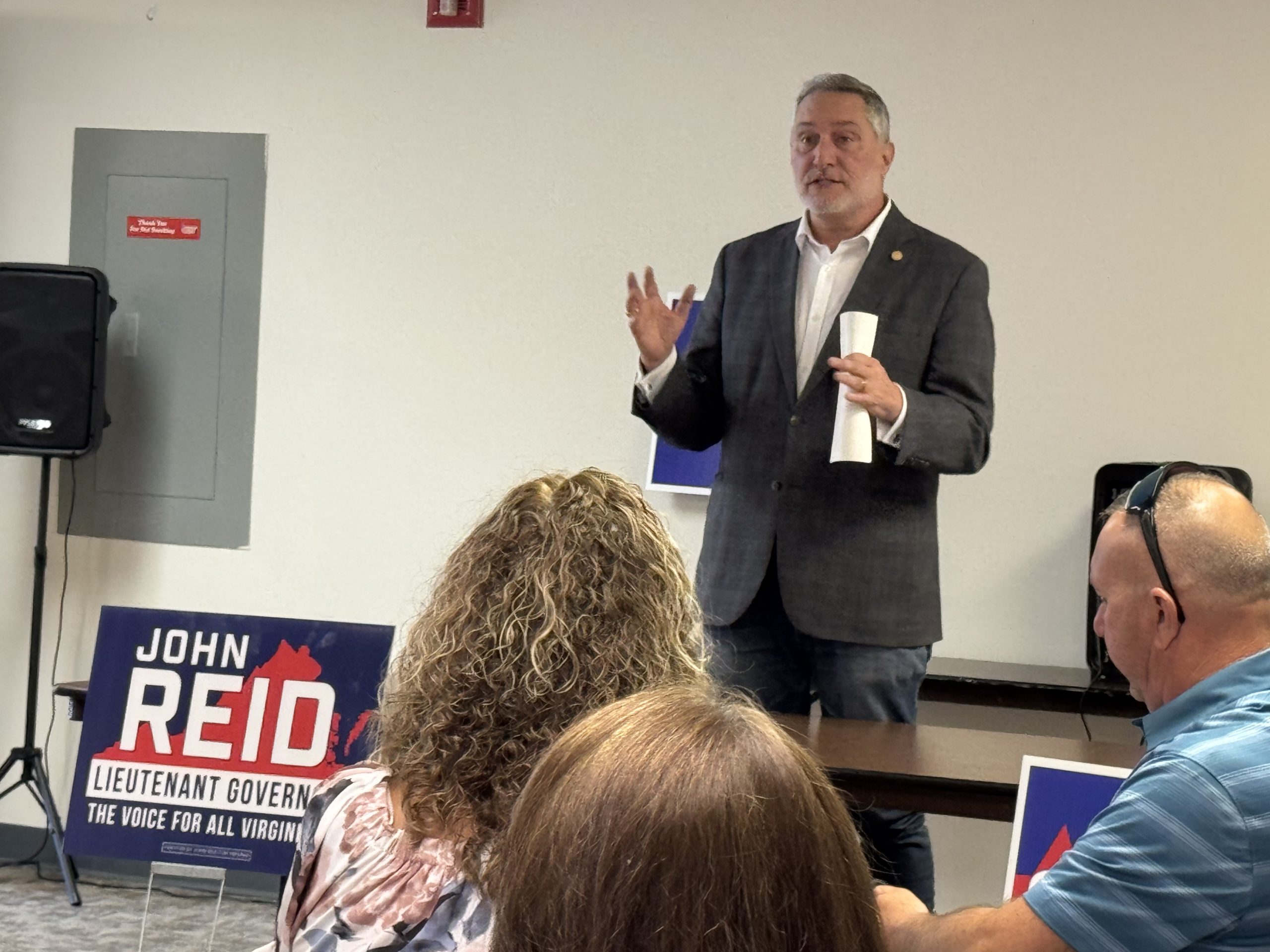 John Reid speaks at the Republican event in Abingdon. Photo by Senta Scarborough.