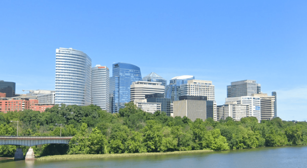 The skyline of the Rosslyn section of Arlington County. Courtesy of Eschamps.