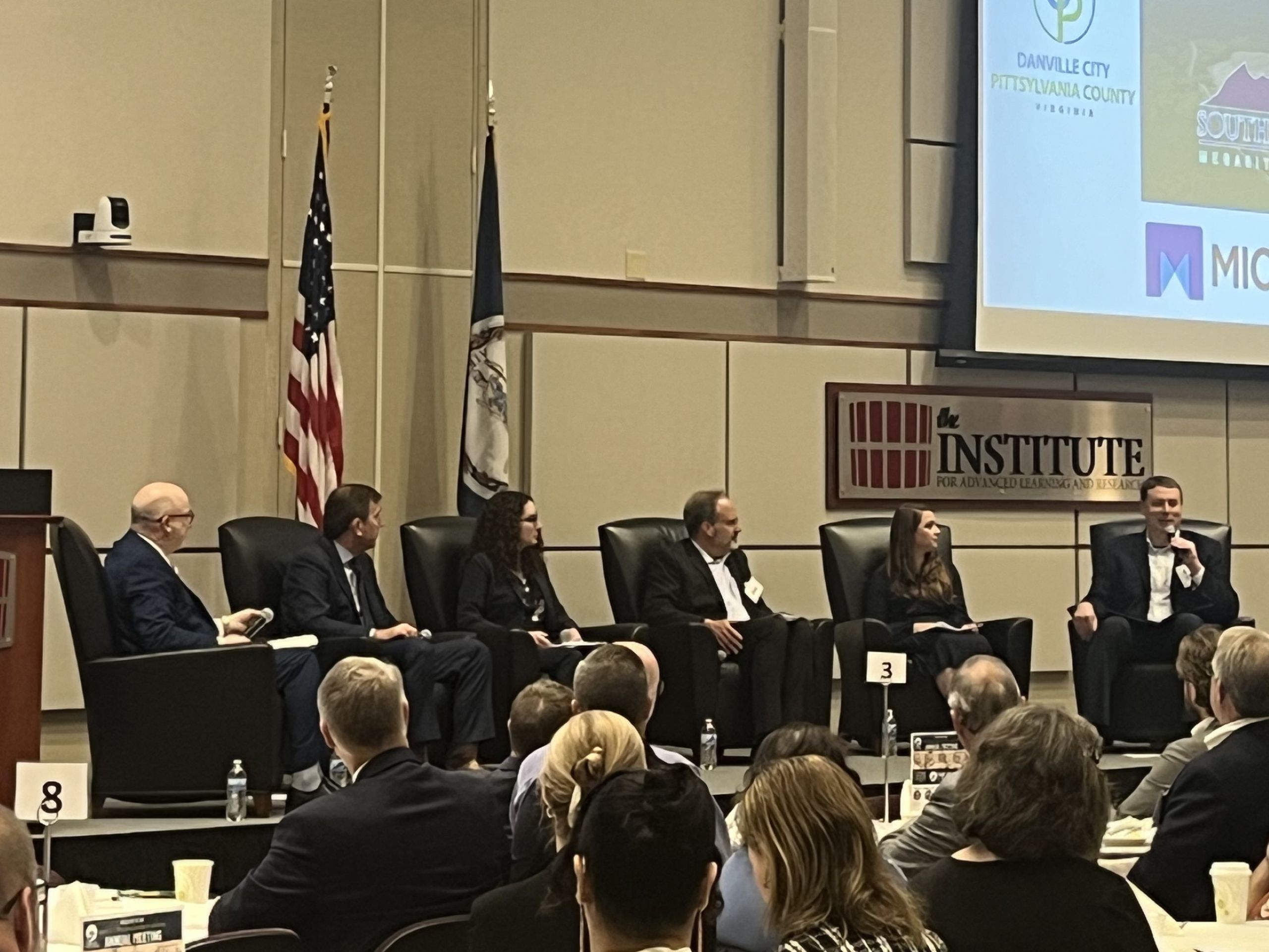 A panel speaks about Microporous at the Institute for Advanced Learning and Research in Danville.