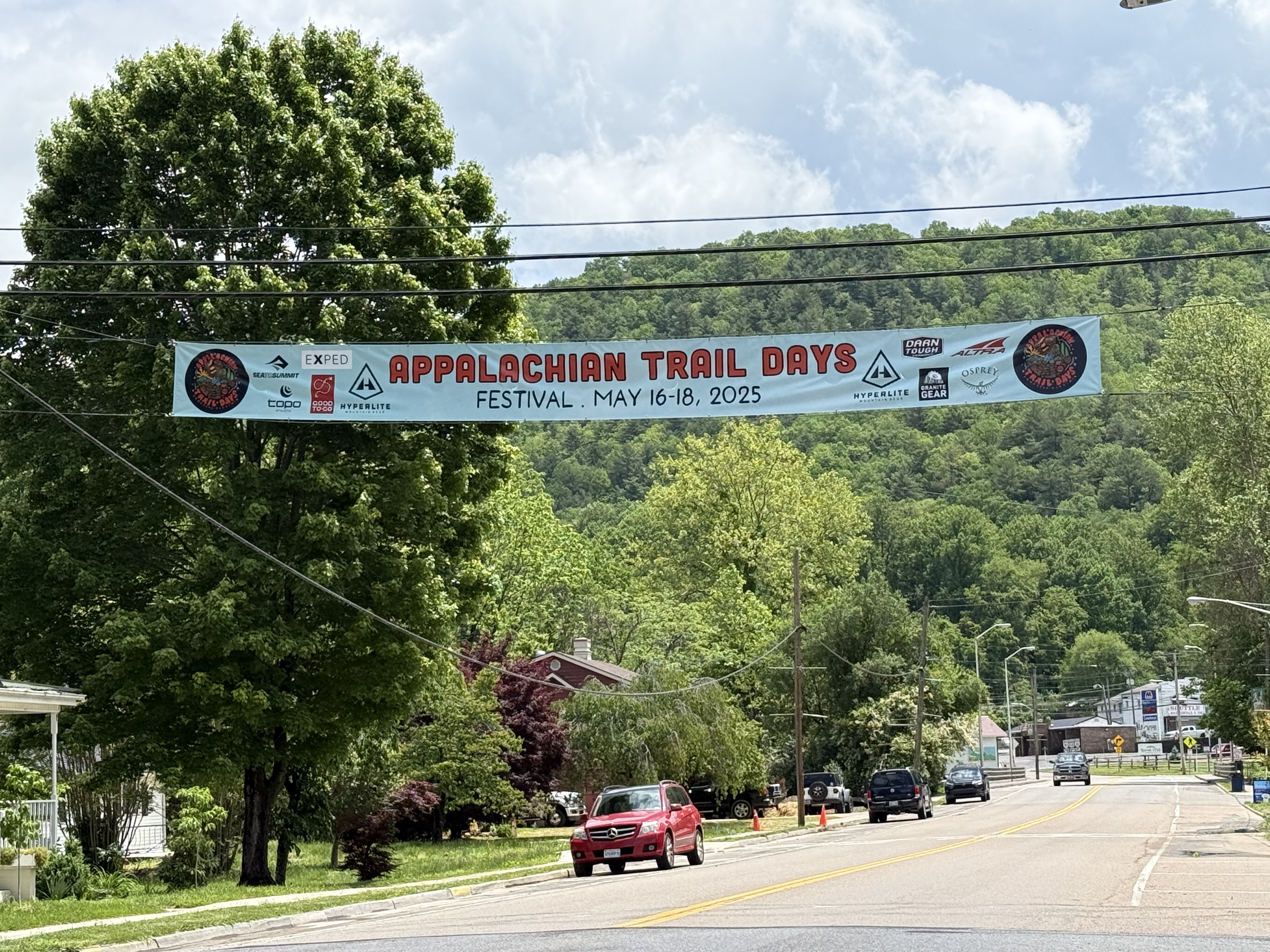 Banner across Laurel Avenue in Damascus. Photo by Carolyn Wilson.