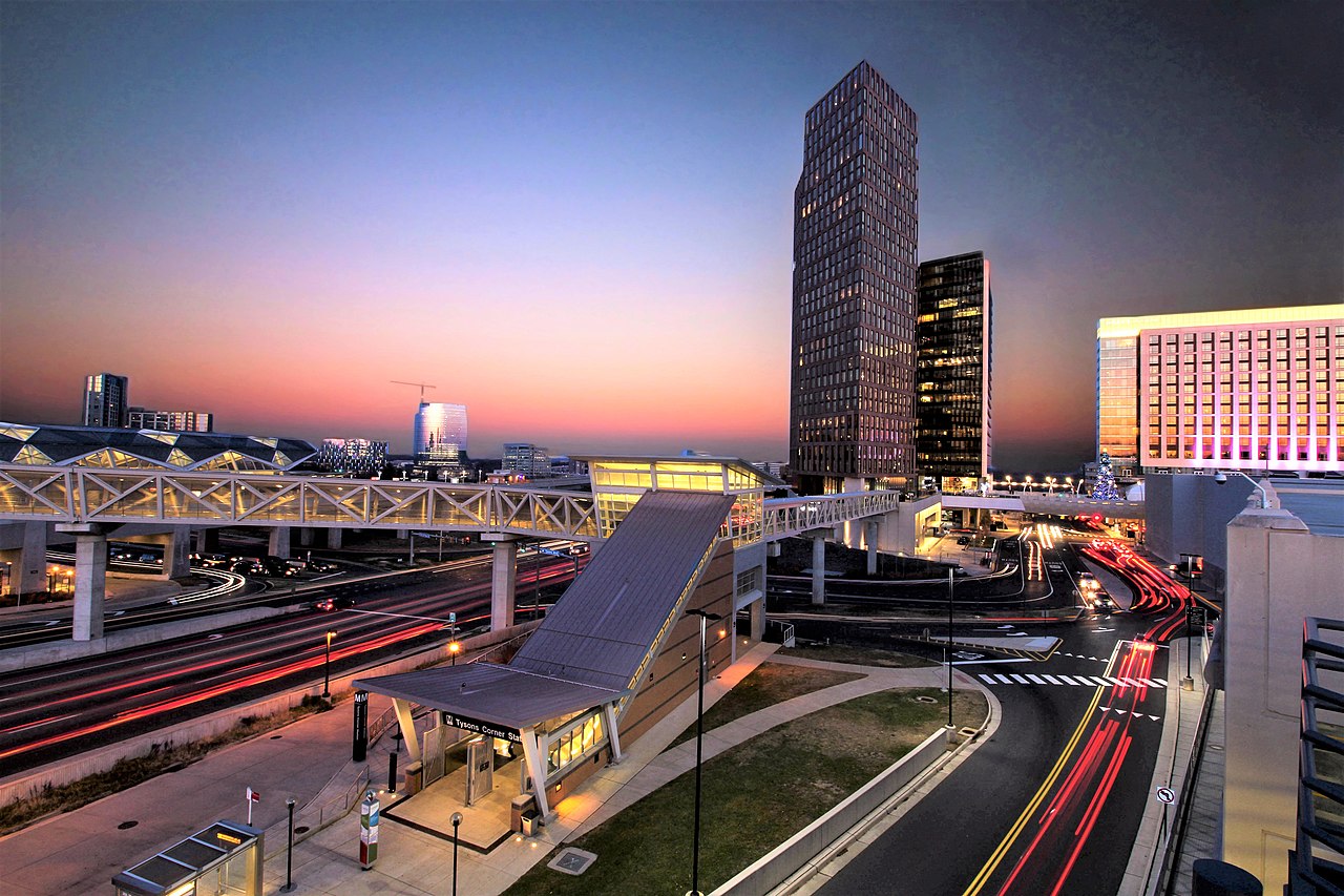 Tyson's Corner at sunset. Courtesy of Joel Gray.