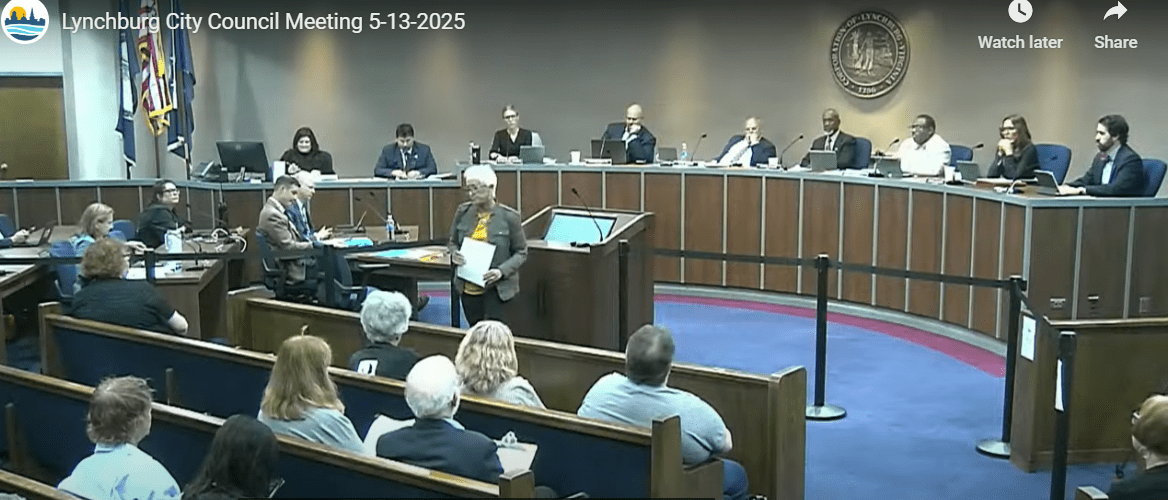 Lynchburg City Council. Screenshot from livestream.