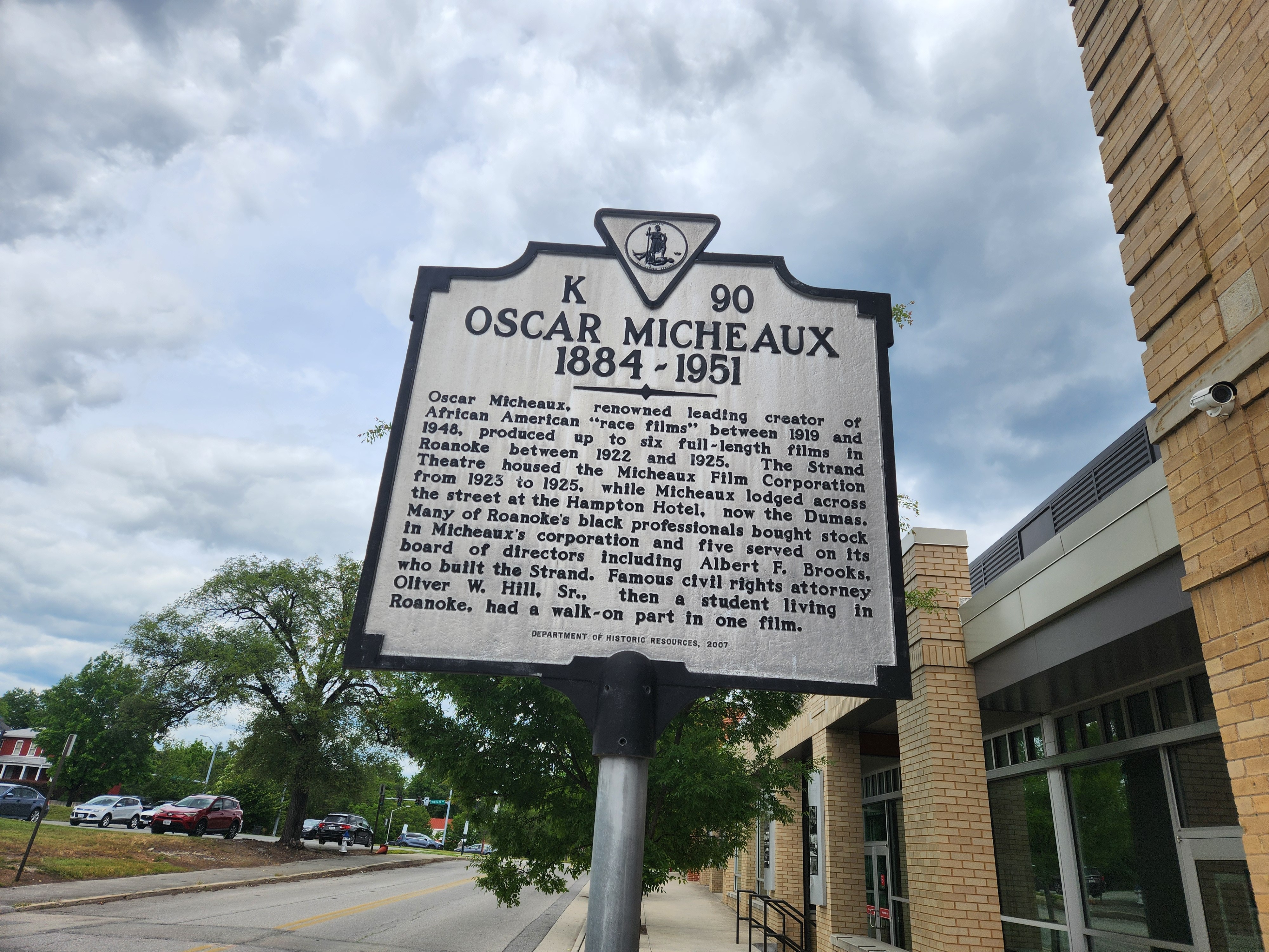 The historical marker to Micheaux in Roanoke. Photo by Dwayne Yancey.