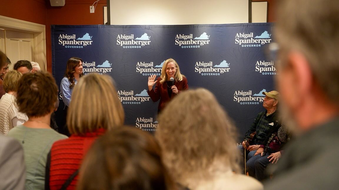 Abigail Spanberger campaigns in Blacksburg. Courtesy of Spanberger campaign.