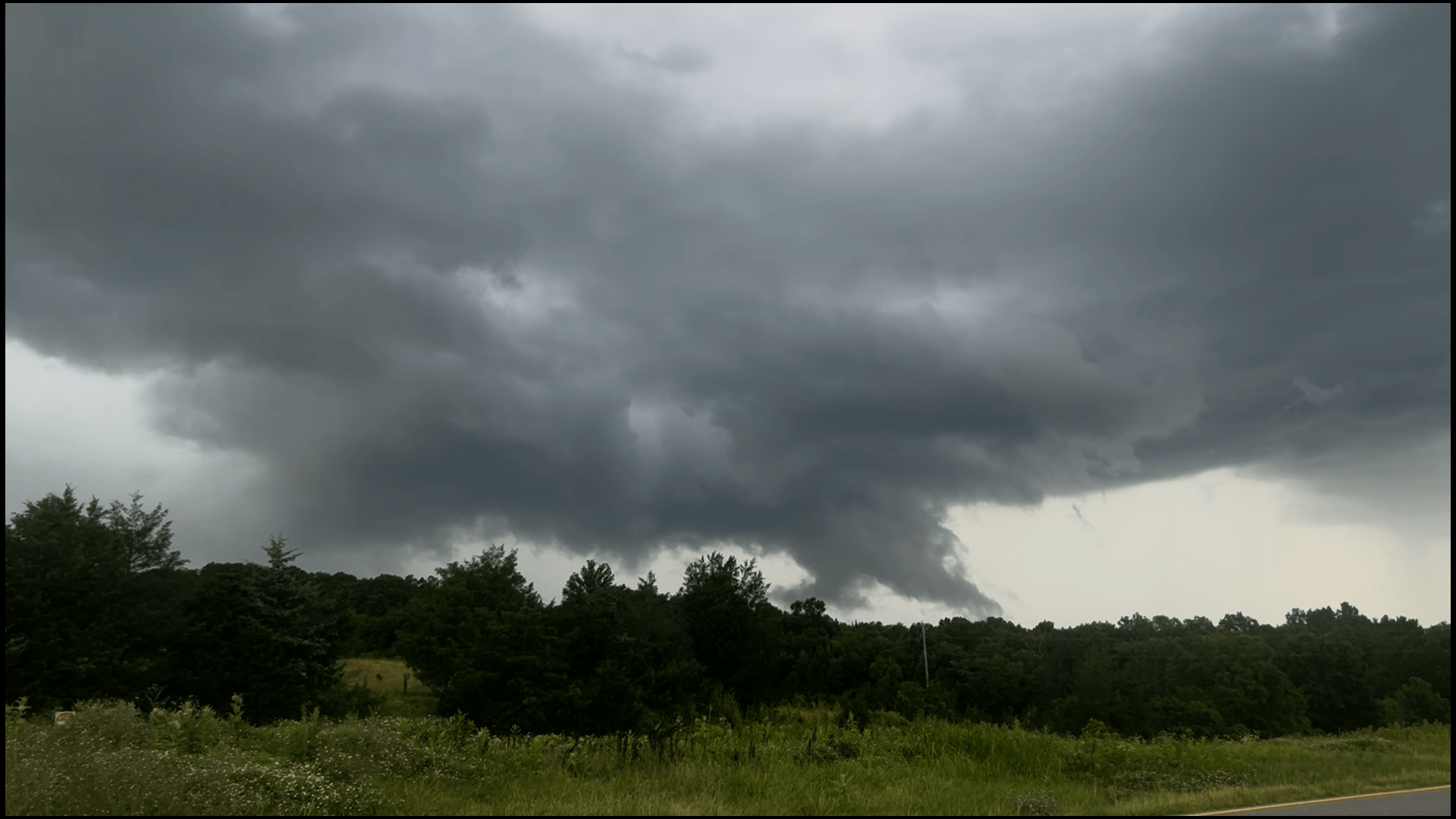 A menacing thunderstorm base rumbles over Botetourt County north of Fincastle on Sunday, June 29. Photo by Kevin Myatt.