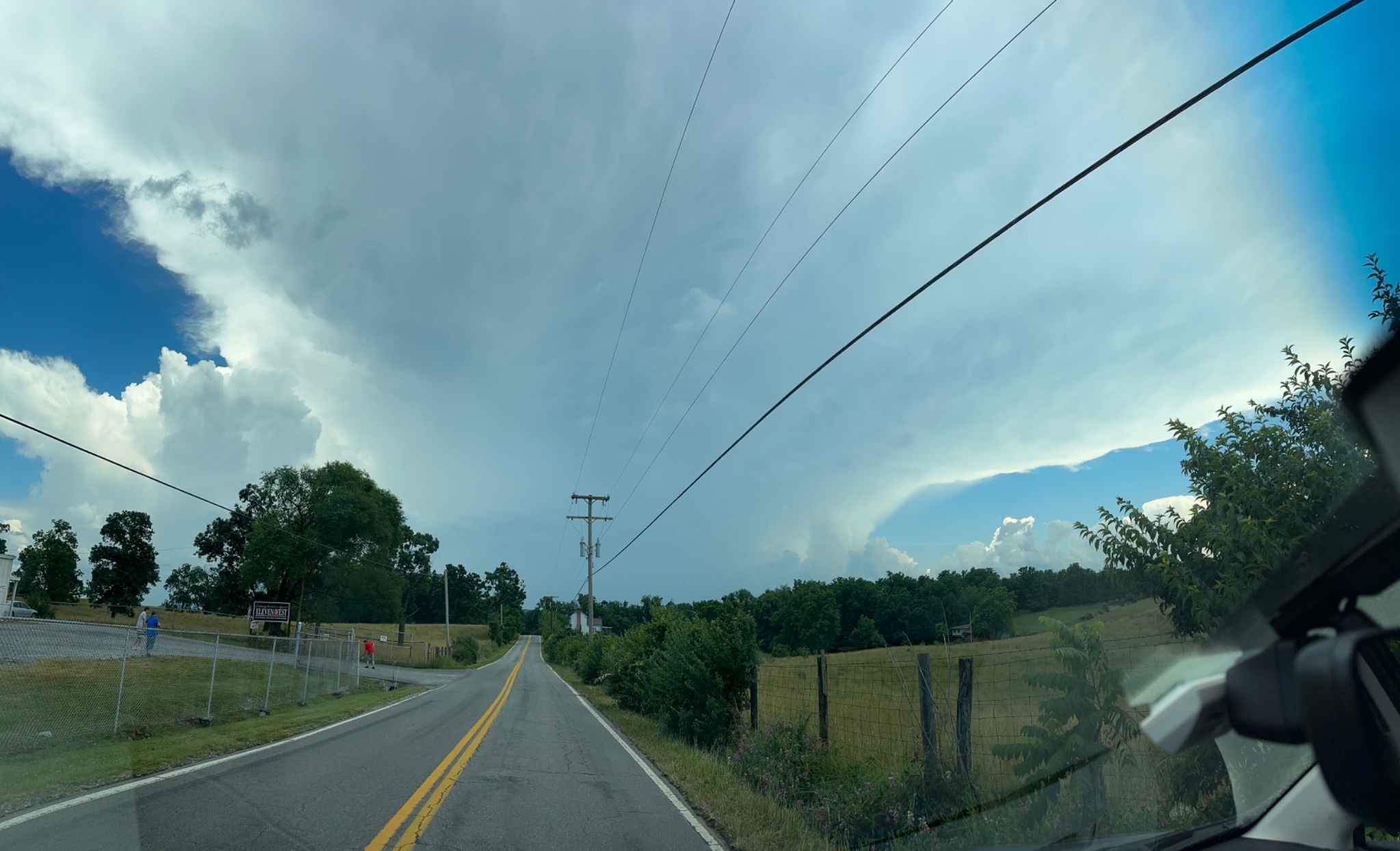 A cirrus anvil fills the sky over Pulaski County, spreading out from a strong storm over Floyd County, on June 27. Courtesy of John Holst.