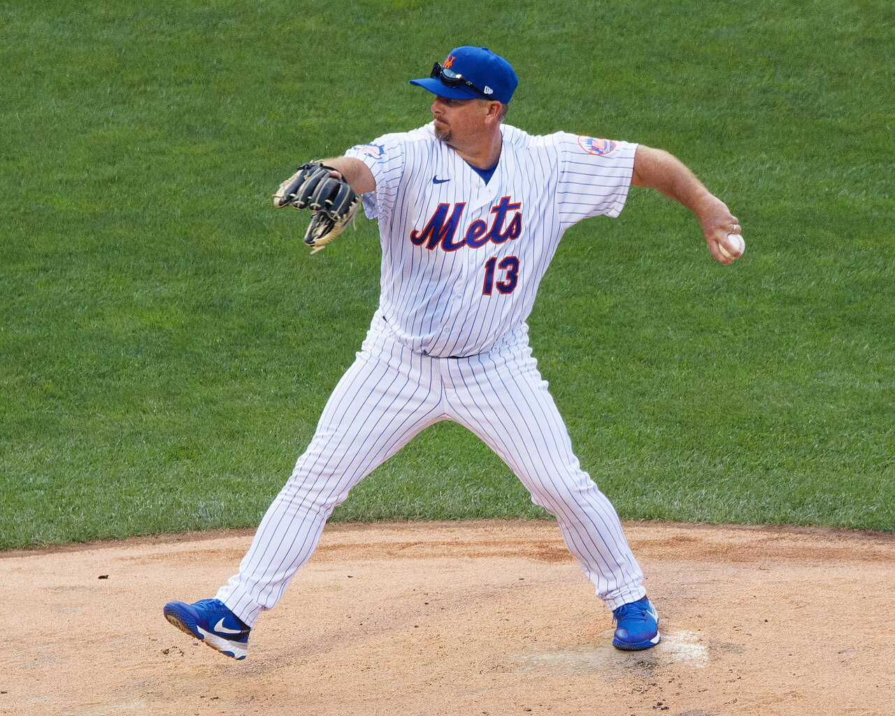 Billy Wagner pitches during an Old Timers game in 2022. Photo by D. Benjamin Miller. 