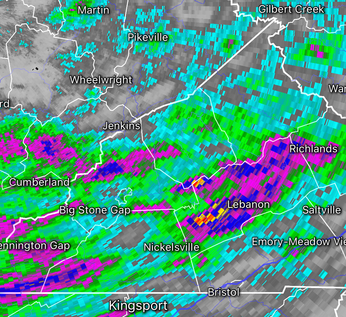 This radar image shows the storm over Russell County on July 18, 2025. Courtesy of National Weather Service.