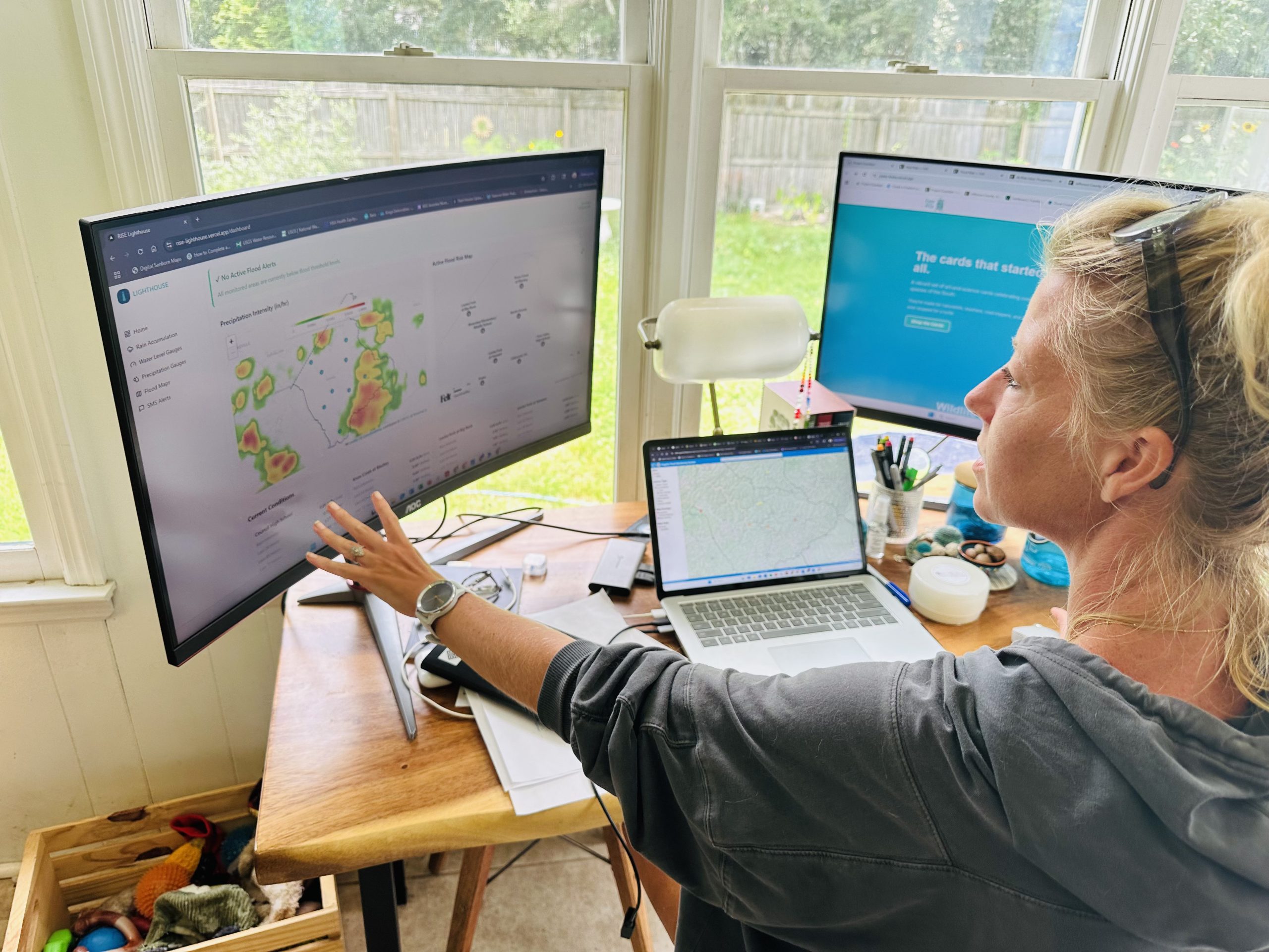 Erin Rothman, chief scientist and cofounder of Merak Labs, can check out the weather in Buchanan County from her office in Pawleys Island, South Carolina.