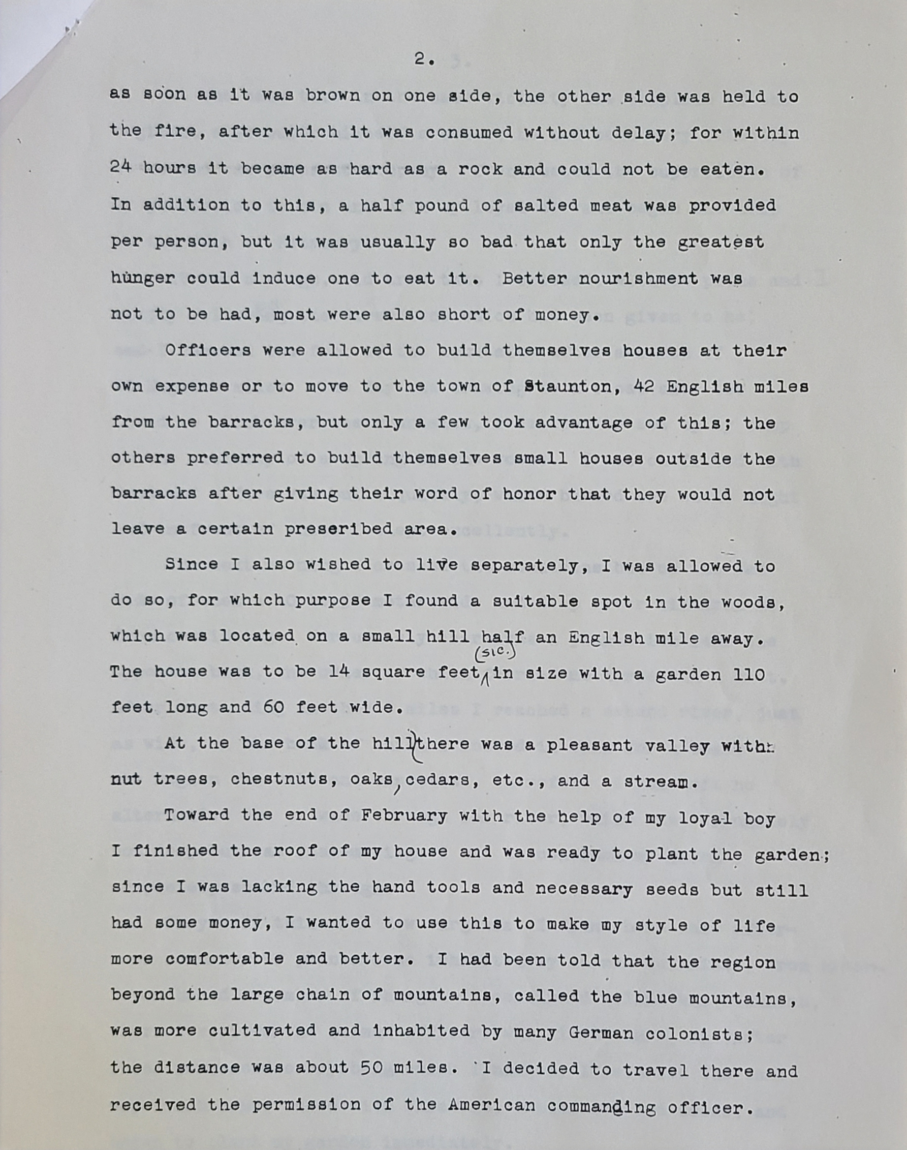 A transcript of Von Senden's account. Photo by Eric Gorton.