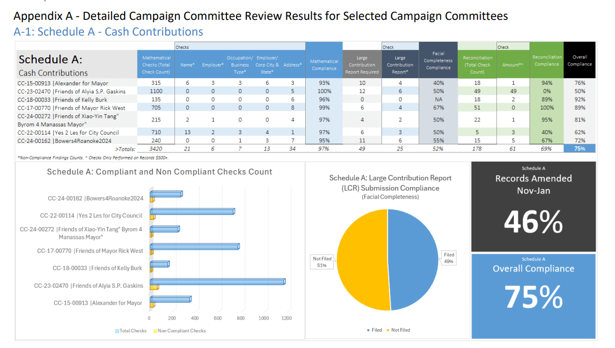 A sample page from the audit.