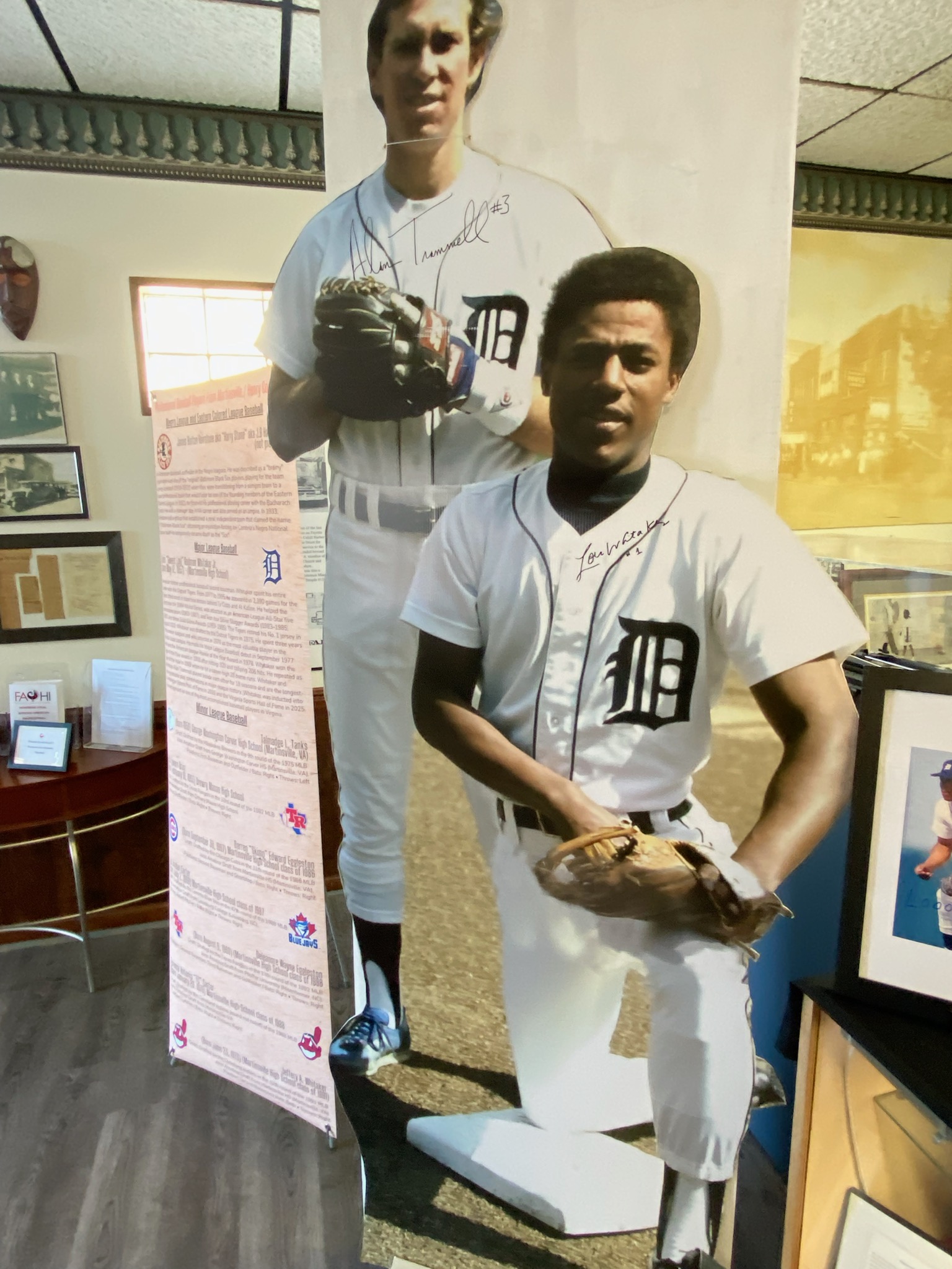 Life-sized cutout of Lou Whitaker with former Detroit teammate Alan Trammell. Photo by Robert Anderson.