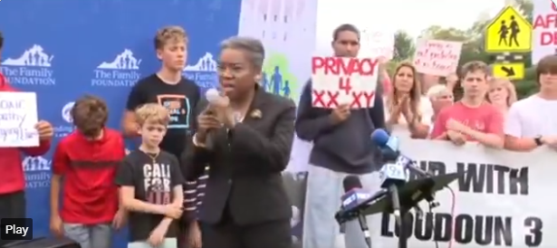 Winsome Earle-Sears at a rally in Loudoun County. Screenshot.