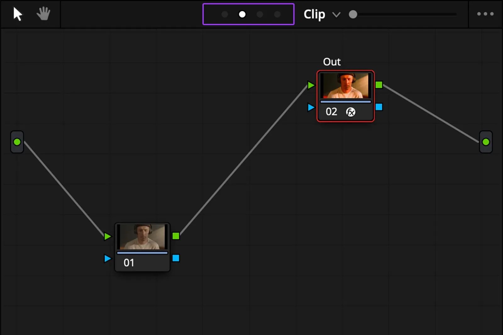 Creating a New Group will open up the Group Pre-Clip and Timeline levels of the node graph.