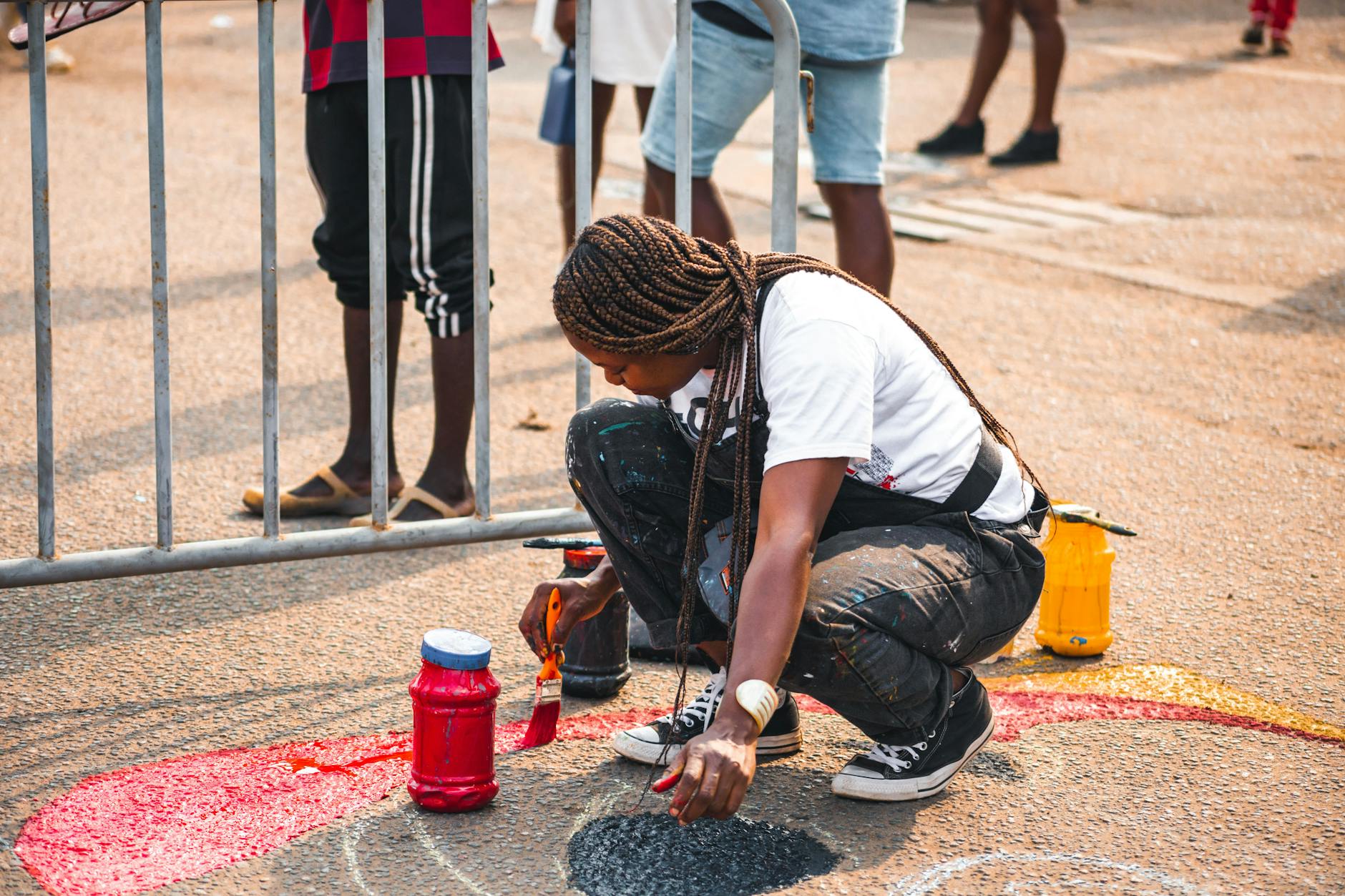 artist painting a floor