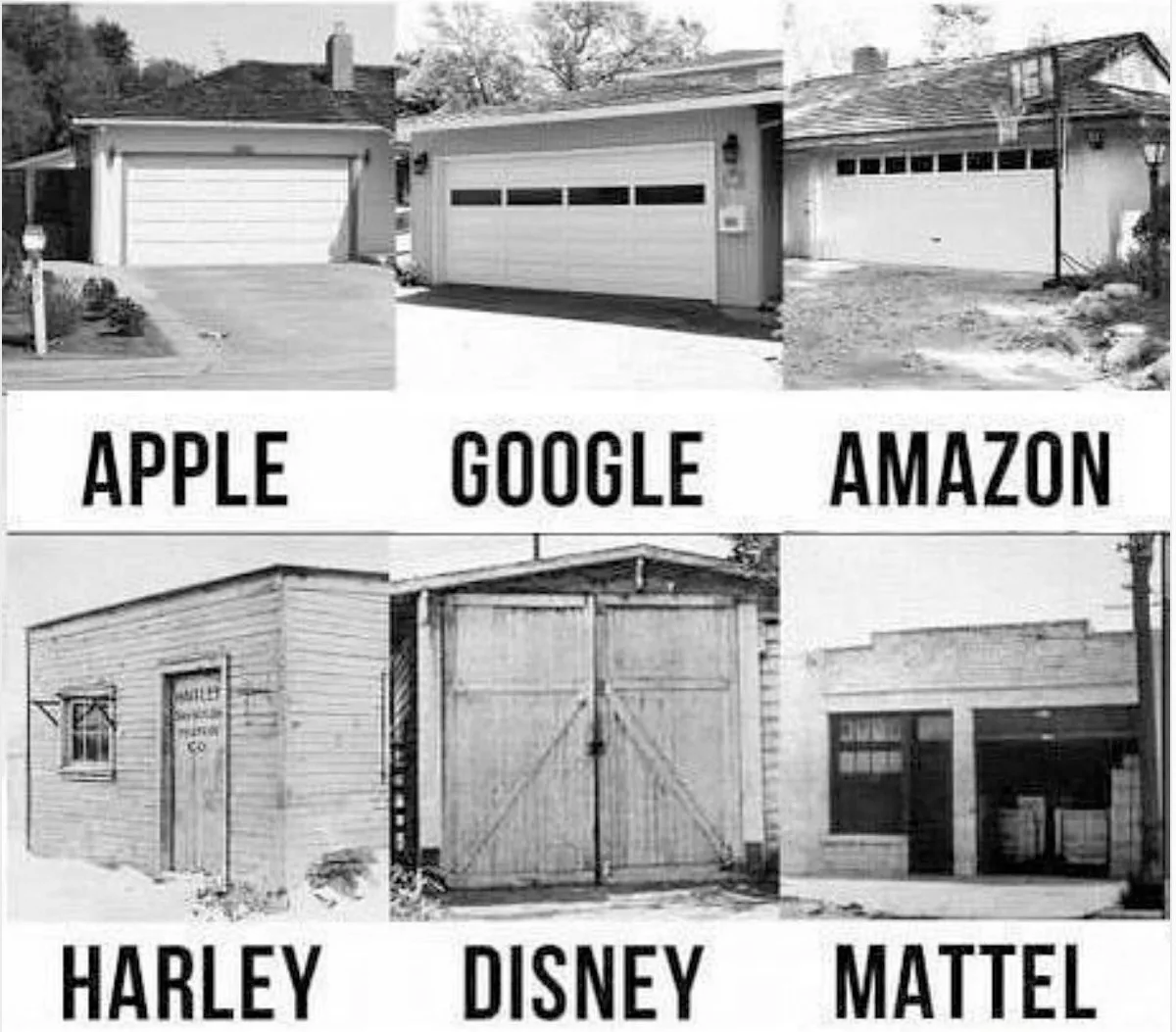 A smattering of garages credited with incubating successful companies.