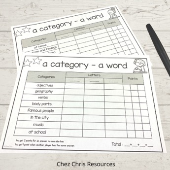 Le Petit Bac En Anglais Un Jeu Excellent Pour Enrichir Son Vocabulaire Chez Chris Resources