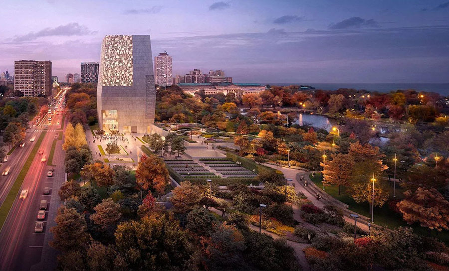 Rendering of the Obama Presidential Center in Jackson Park