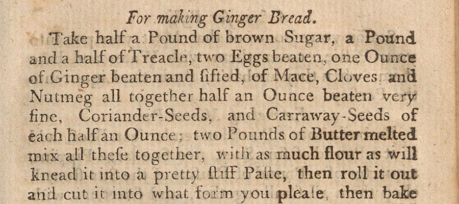 A detail from a gingerbread cecipie from the 18th century.