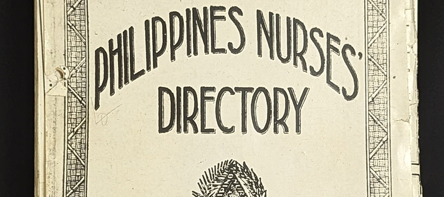 Cover of a pamphlet with the Filipino Nurses' Association logo and a National Library of Medicine stamp dated 1957.