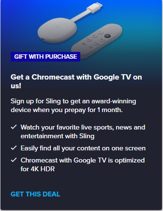 Sling offers free Chromecast with Google TV