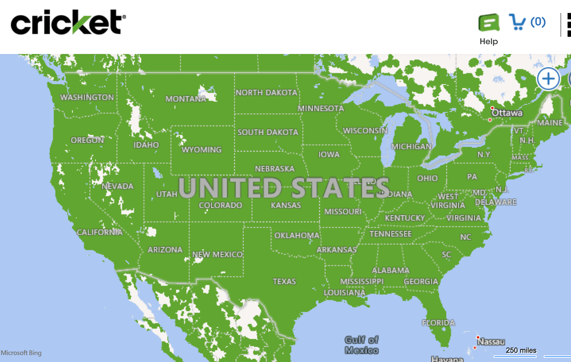 Cricket Wireless coverage map