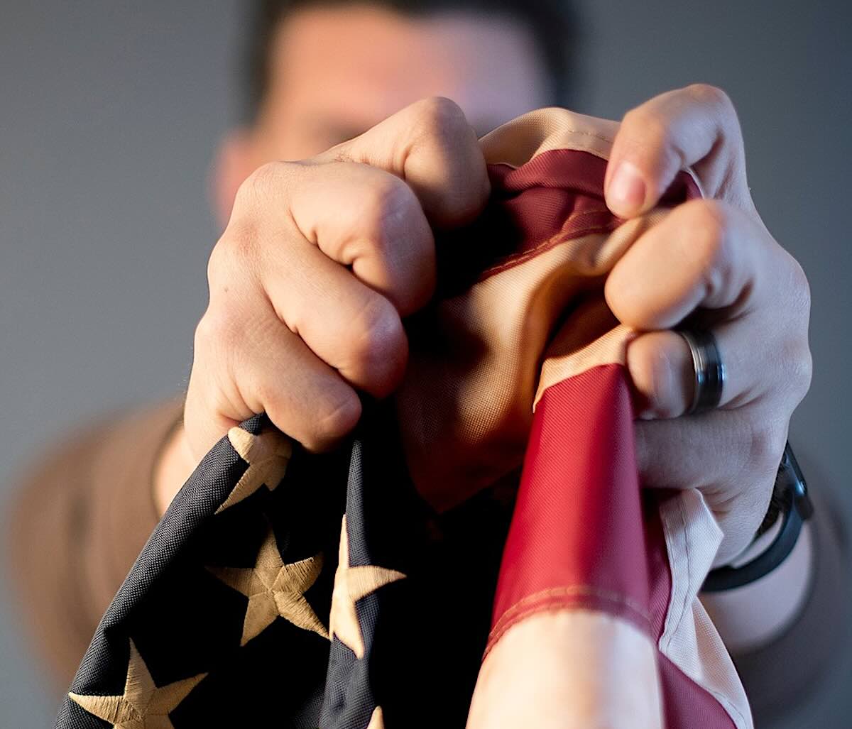 Man with US flag