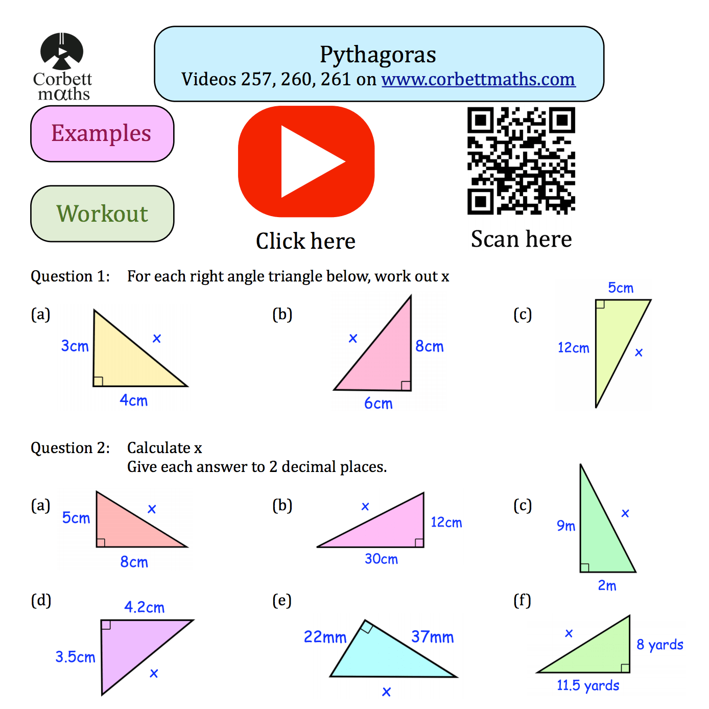Pythagoras Textbook Exercise Corbettmaths