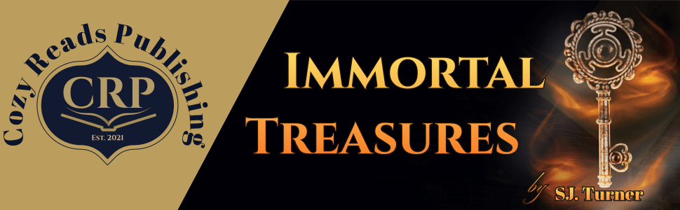 Cozy Reads Publishing Logo, Immortal Treasures, book title by SJ. Turner