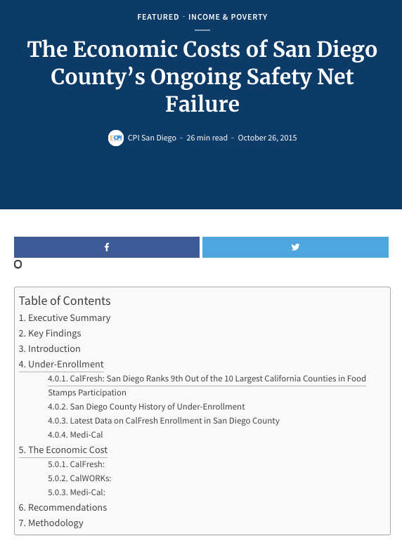 Web Report The Economic Costs Of San Diego County S Ongoing Safety Net Failure 2015 Center On Policy Initiatives