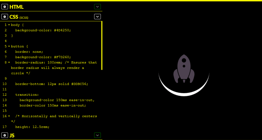 Example screenshot showing a low contrast icon in CodePen