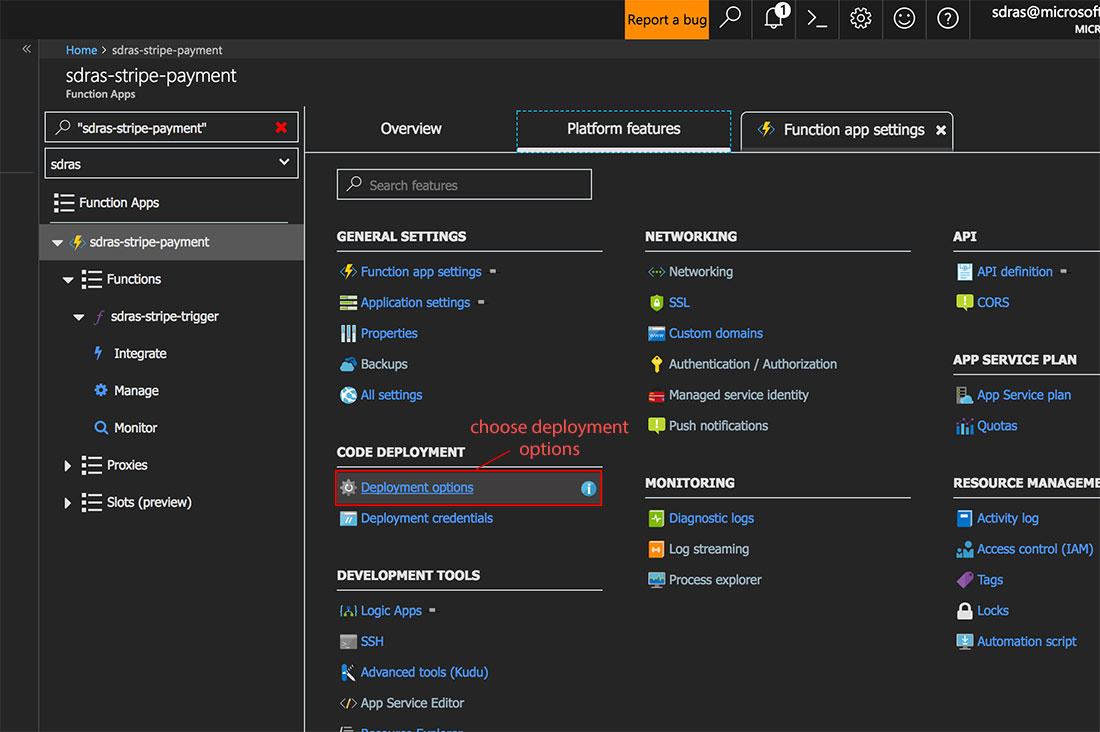Azure Portal Deployment Options