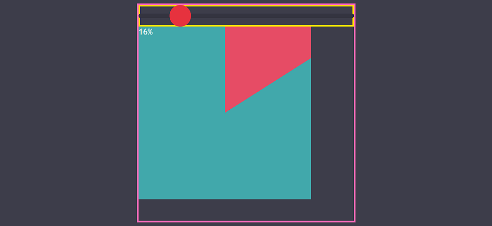 Screenshot. We have a square wrapper containing an input and an output. The input is at the very top, its width equal to that of the wrapper, while its height is a fraction k of the wrapper's edge. The output is a square whose edge is a fraction 1 - 2*k of the wrapper's edge. It's positioned along the left edge of the wrapper, immediately under the input.