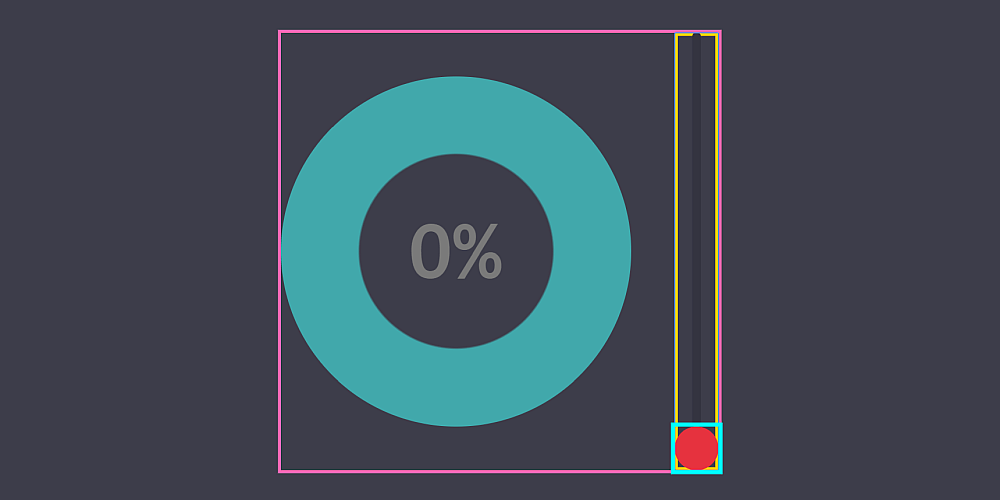 Screenshot. We have the same elements as before, plus a square pseudo-element whose edge is a fraction k of the wrapper edge. This pseudo-element is positioned in the bottom right corner of the wrapper.