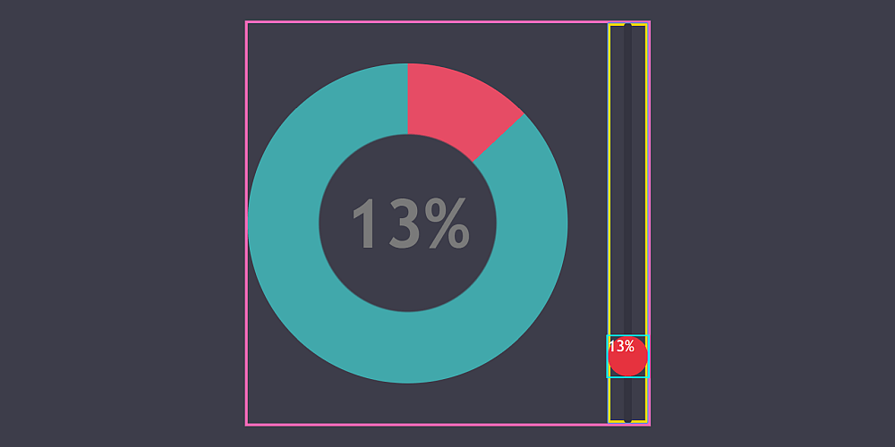 Screenshot. We have the same elements as before, only now we also have the current value displayed on the thumb.