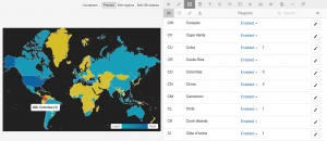 A screenshot of the MapSVG regions data showing the use of custom region fields.