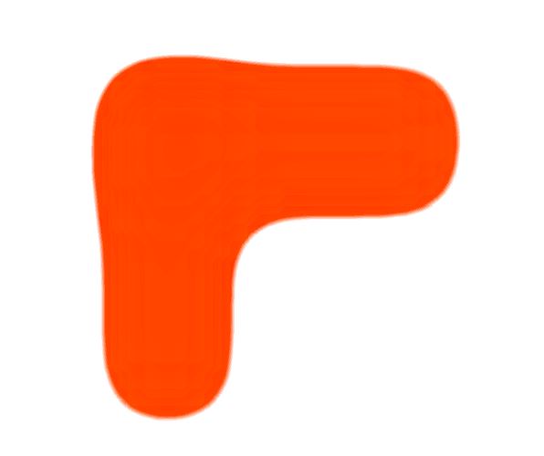 A bright red blob with four corners of varying shape and size, like in a reverse L shape.