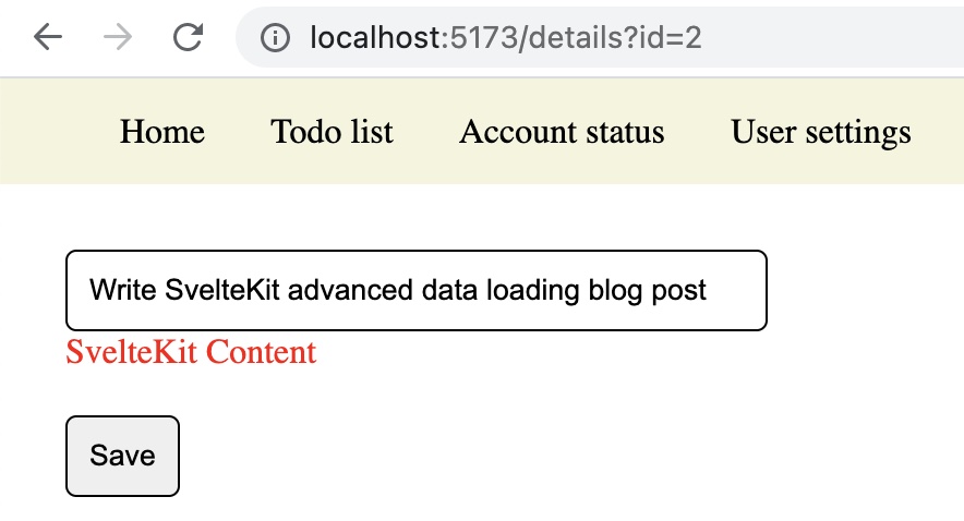 Details page for a to-do item.