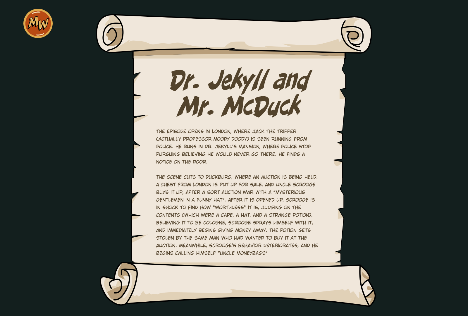 Page layout of a paper scroll with jagged edges on the sides and rolled paper on the top and bottom.