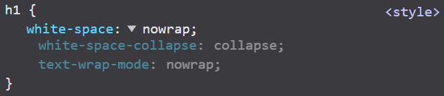 DevTools showing white-space being a shorthand